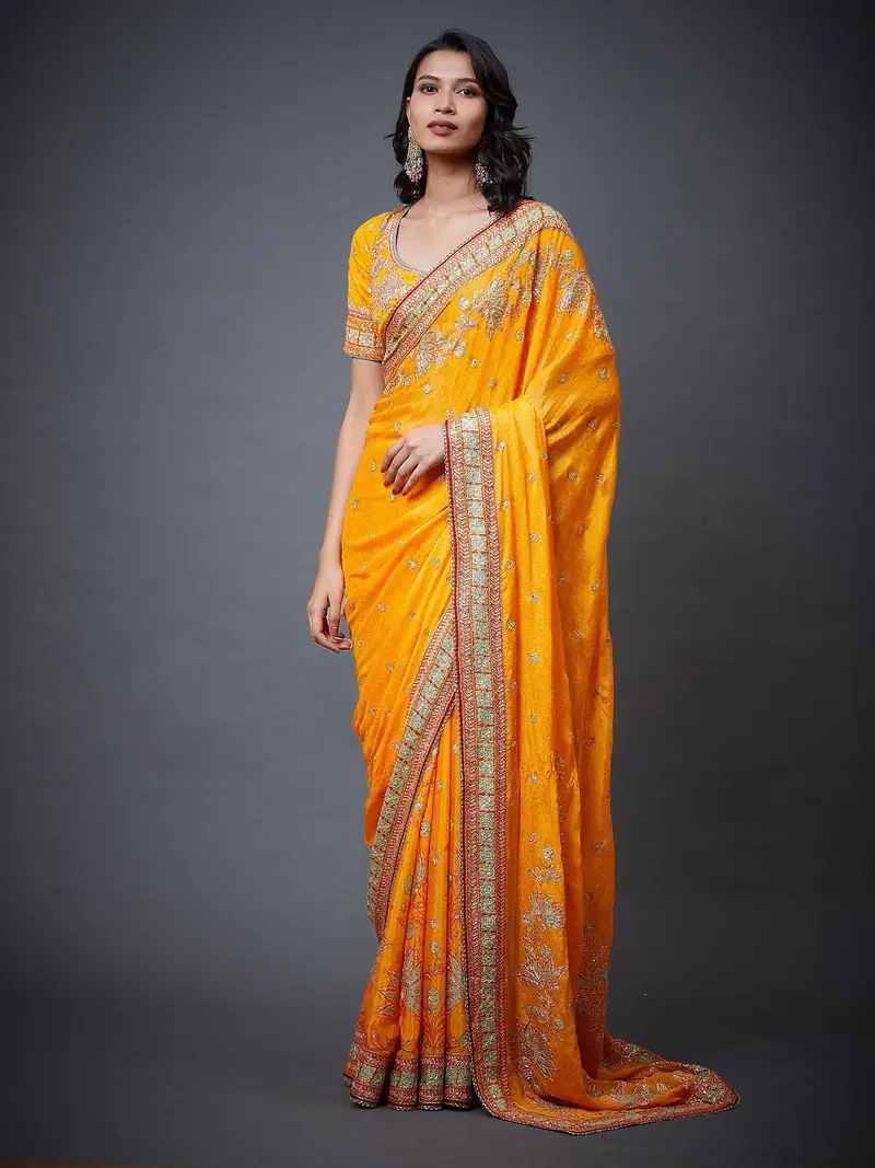 Mango & Multi Waterfall Saree