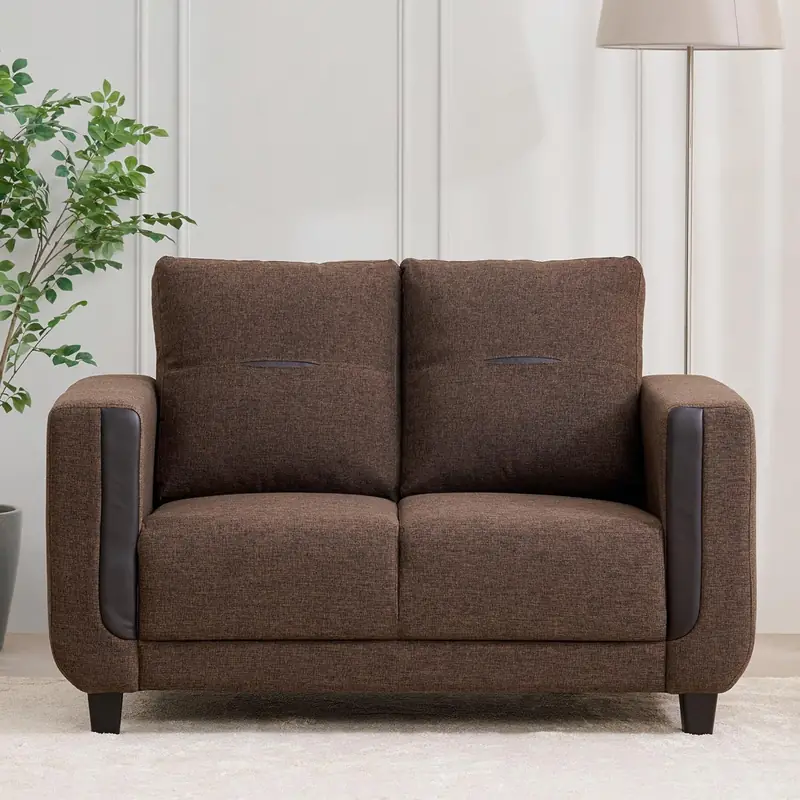 Home Centre 2 Seater Berry Fabric Sofa|Fabric Sofa for Living Room|(Brown)|2 Year Warranty