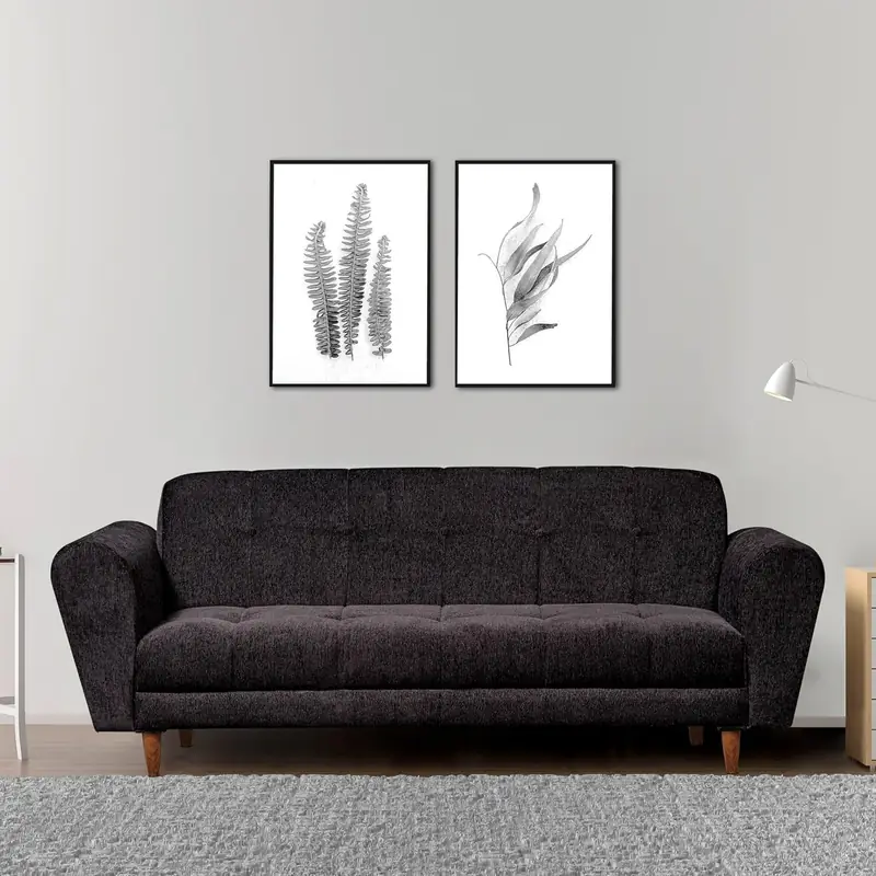 Milan 3 Seater Sofa | Luxury Comfort & Extra Spacious | Sofa | Sofa Set | Wooden Sofa Set for Living Room | Sofa for Living Room & Office (Chenille Molfino - Black)