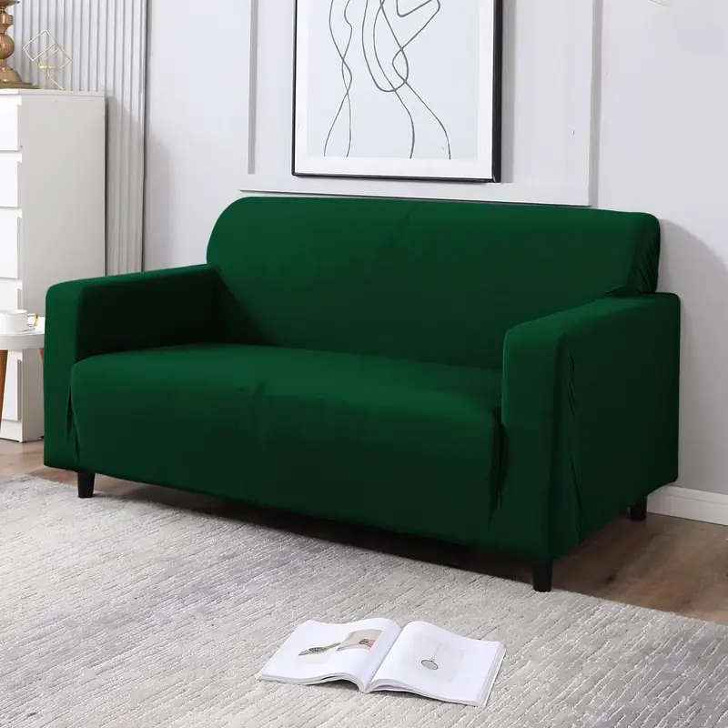 HOKIPO Printed 5 Seater Fully Covered Sofa Cover in 3 Seater and 2 Seater Configuration, Bottle Green (AR-4278-E25 + AR-4279-E25)
