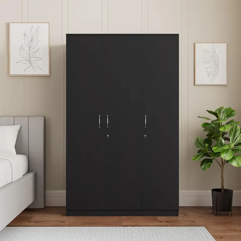 Amazon Brand - Solimo Alpha 3 Door Engineered Wood Wardrobe Drawer (Wenge Finish)