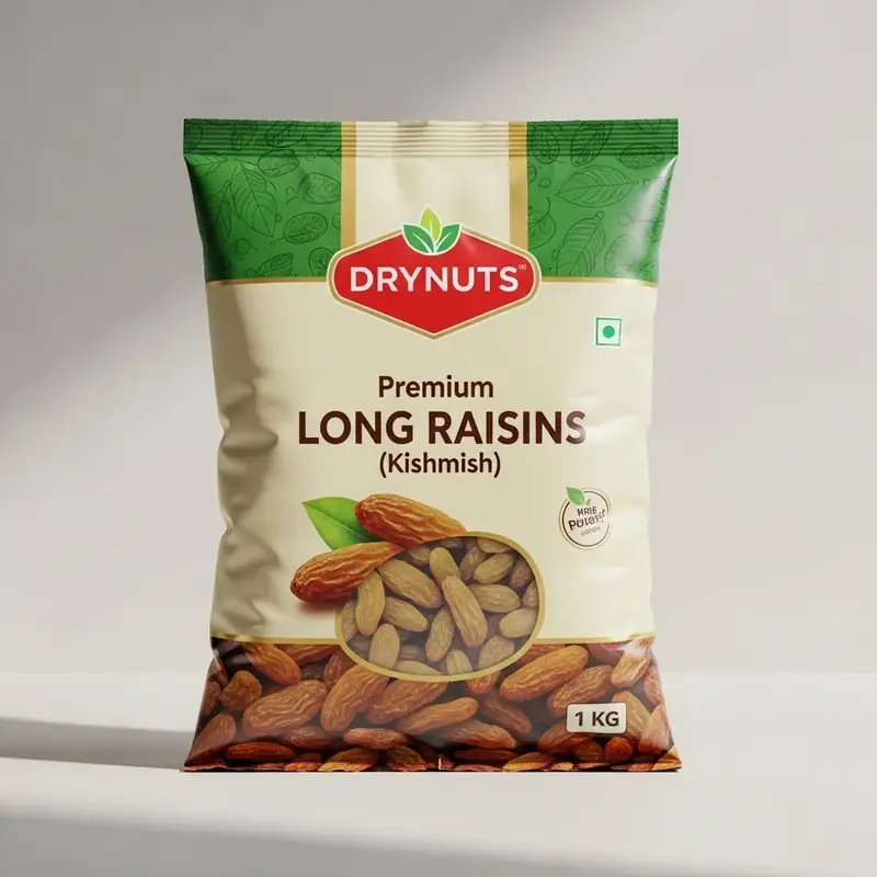 DRYNUTS Premium Long Raisins (Kishmish) - 1 KG | Sundried, Sweet & Juicy | All-Natural Golden Kishmish
