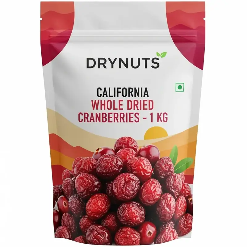 Vibrant and Flavorful: A 1 KG Pouch of Drynuts California Whole Dried Cranberries